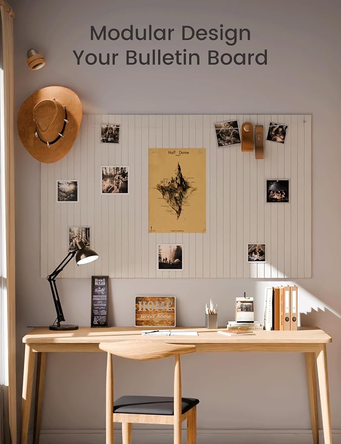 Fluxynara 48" x 36" Large Felt Bulletin Board, Milky White | 12 Pack Cork Board Alternative with 60 Safe Adhesive Tabs, Pin Boards for Wall Decor, Home, Office, Classroom,Dorm