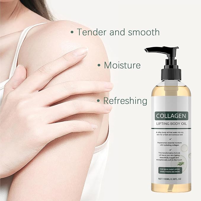 Krajiyya Collagen Oil, Collagen Magic Body Oil Firming, Moisturizing Anti Aging Silk Body Oils for Women & Men, Lightweight Non-Greasy,3.38 fl.oz 1pcs