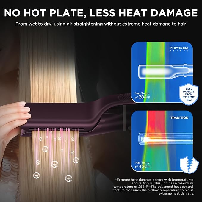 7-in-1 Hot Air Styler, PARWIN PRO BEAUTY Dual Voltage MaxAIR 2.0 Multi-Styler Set, 110,000RPM High Speed Hair Dryer Brush with Air Hair Straightener, 1.1 Inch Auto-Wrap Curlers, Jasper Plum