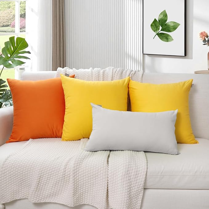 Thmyo 4-Pack 100% Cotton Lumbar Comfortable Solid Decorative Throw Pillow Case Rectangle Cushion Cover Sublimation Blank Pillow Covers DIY Throw Pillowcase(12x20inch/30x50cm,Light Silver Grey)