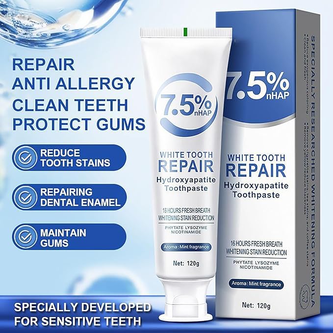 7.5% Hydroxyapatite Toothpaste, 7.5% Hydroxyapatite Toothpaste for Enamel Protection and Tooth Strengthening, White Tooth Repair, Sensitive Teeth, Gentle Mint, Daily Use for Oral Health (4)