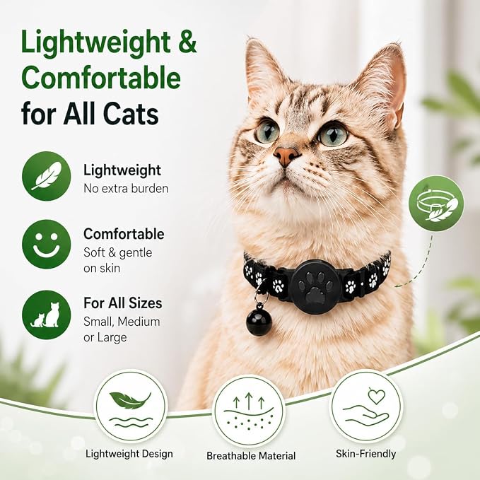 Pet Tracker,GPS Collar for Cats,Smart tag,Waterproof Compatible with Find My,No Monthly Fee,Advanced Tracking Solution Smart Collar for Pet Safety Ideal Small Large Cats(Android User)