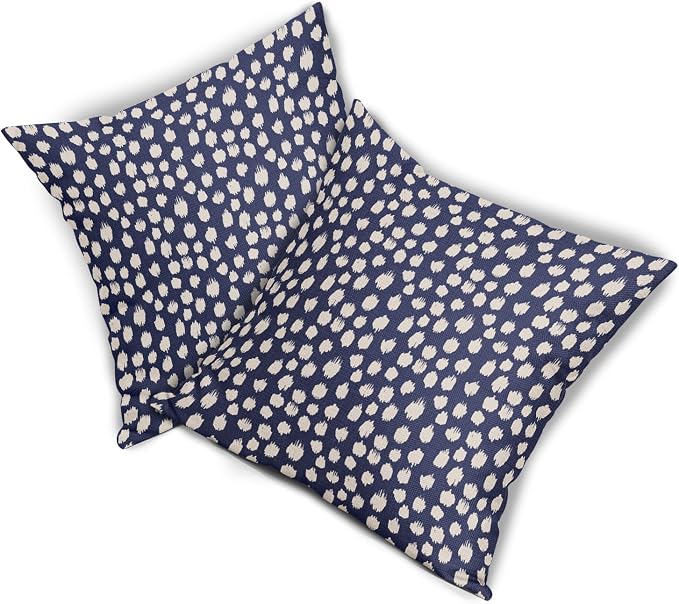 Sweetshow Navy Blue Cream Dots Pillow Covers 20x20 Set of 2 Boho Design Polka Dot Throw Pillows Modern Trendy Print Outdoor Decorative Pillowcase Square Linen Cushion Cases Decor for Sofa Couch Bed