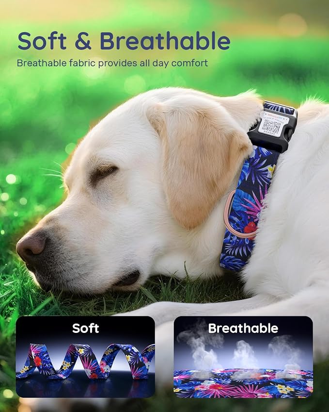Dog Collar for Large Dogs with Smart QR Tags