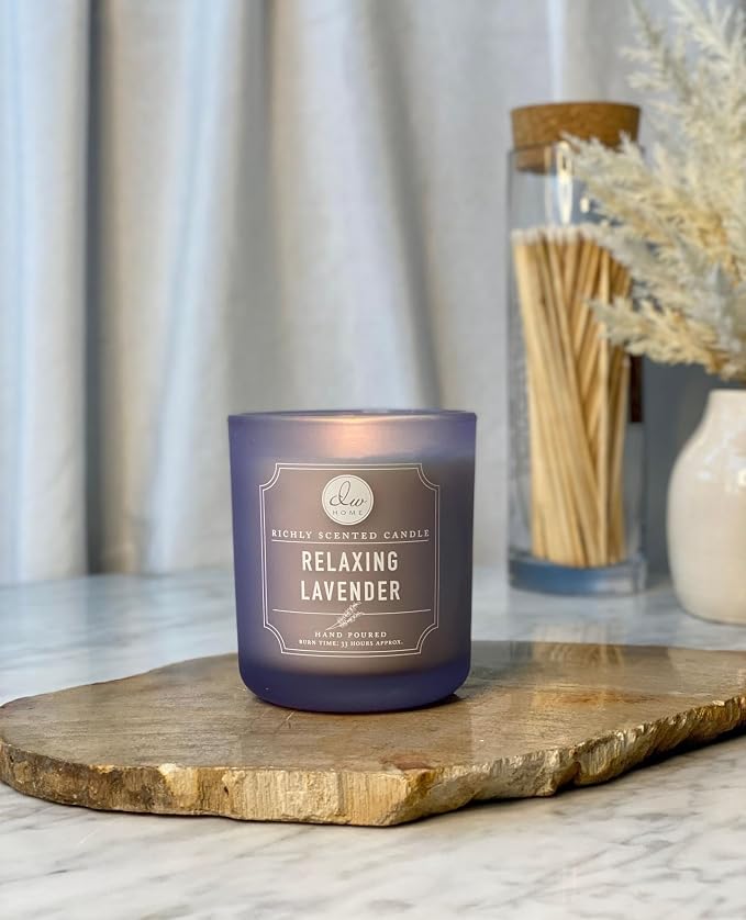 DW Home Relaxing Lavender Scented Candle for Home, 15 oz, Large Double Wick Candle Jar, Up to 56H Burn Time, Luxury Scented Candle for Relaxation, Gifting, Home Décor