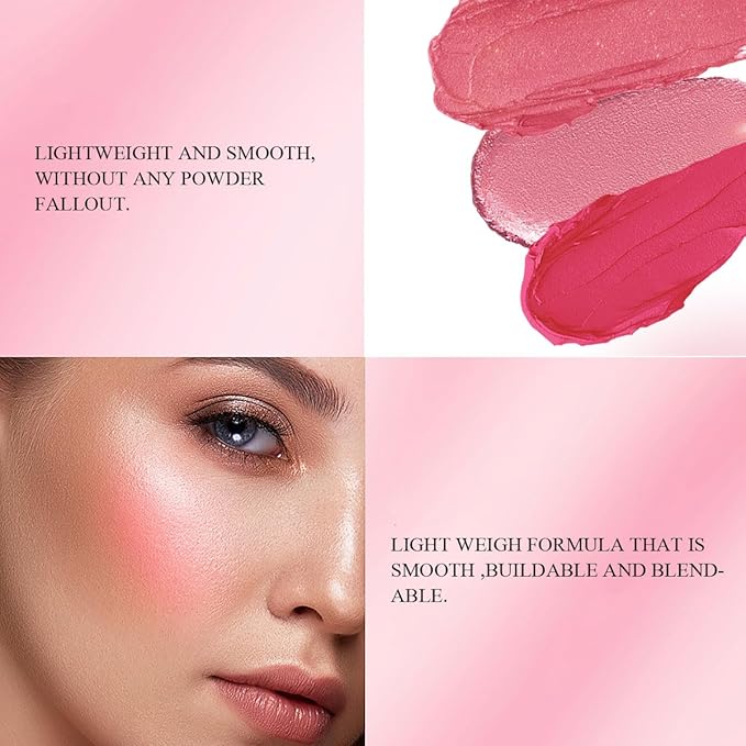 Blush Palette – Long-Lasting Waterproof Powder Blush, Natural Matte & Buildable Color, Smooth Blendable Finish for All Skin Tones, Ideal for Daily Makeup(01 STRAWBERRY MILK)