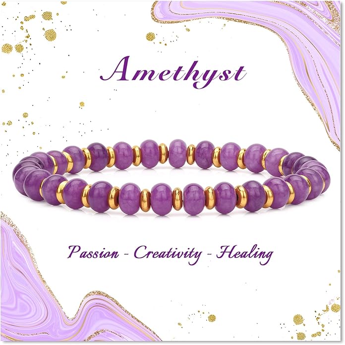 GolbalJew 4 * 6mm Gemstone Rondelle Bead Bracelets for Women Healing Crystal Stone Beads Bracelet Handmade Beaded Spiritual Jewelry Gifts