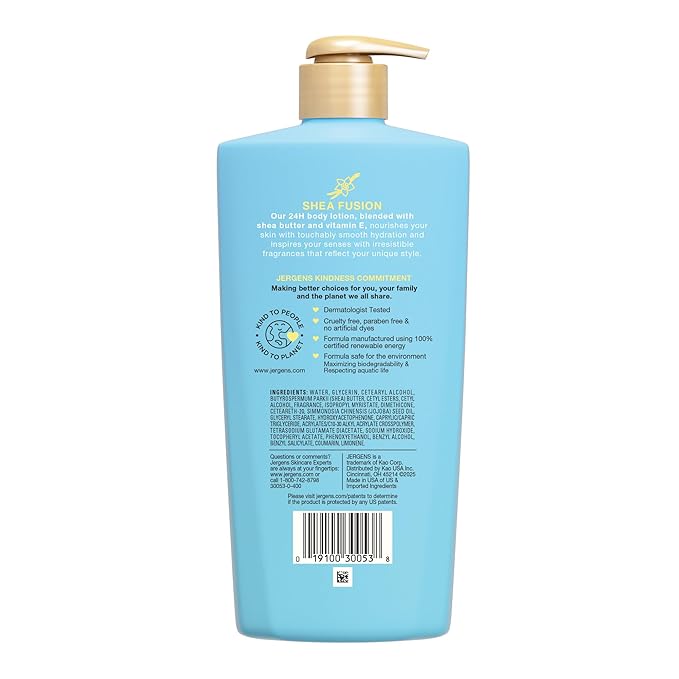 Jergens Shea Fusion Vanilla Crush Body Lotion for Dry Skin, Moisturizing Body Lotion with Shea Butter and Vitamin E, 14 fl oz