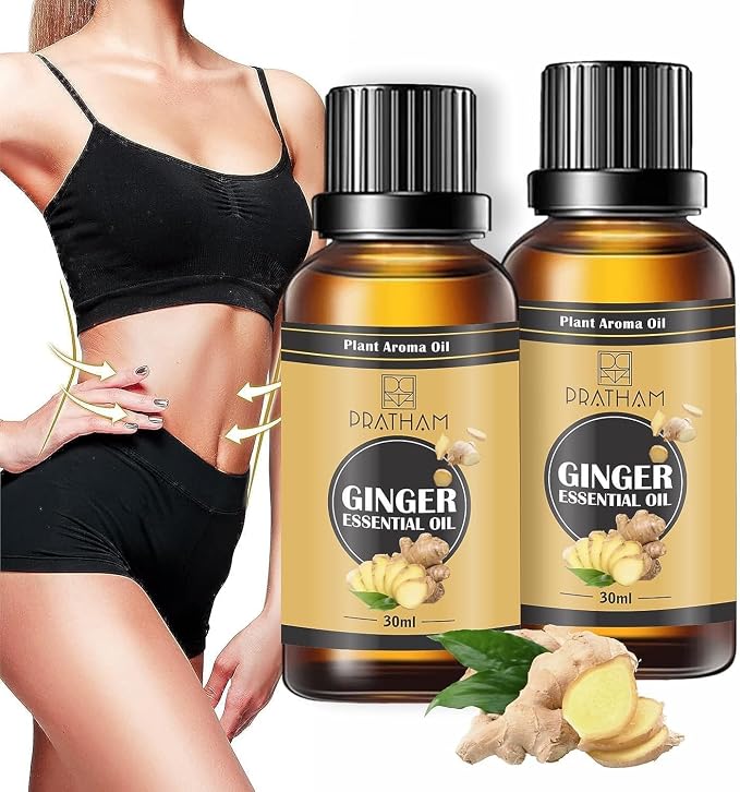 Fat Loss Oil, Belly Natural Drainage Ginger Oil Essential Relax Massage Oil, Belly & Waist Stay Perfect Shape, Pack of 2-30ml