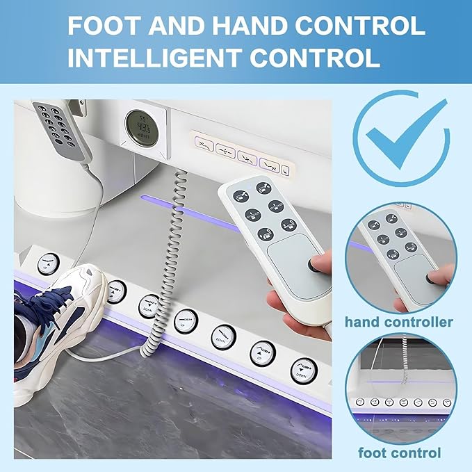 Electric Facial Bed - Message Table Includes White Modern Design with Mood Light,Spa Beauty Bed with Multi-Angle Adjustment & One-Button Heating,Towel Rack for Tattoo Shop
