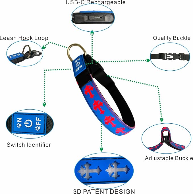 Light Up Glow Dog Collar with Chinese Style AirTag Holder