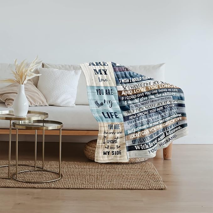 BASAO Anniversary Romantic Gift for Women, to My Wife Blanket from Husband | Wife Birthday Gift Ideas, Anniversary Wedding Gift for Her, Soft Flannel Throw Blanket for Couch Sofa Bed