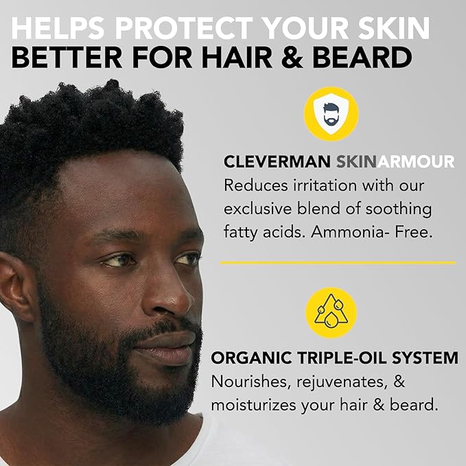 2X Reusable Hair & Beard Dye for Black Men – Jet Black | Up to 10 Uses, 7 Minutes | Natural Gray Coverage, No-Drip Cream with SkinArmour® – Cleverman