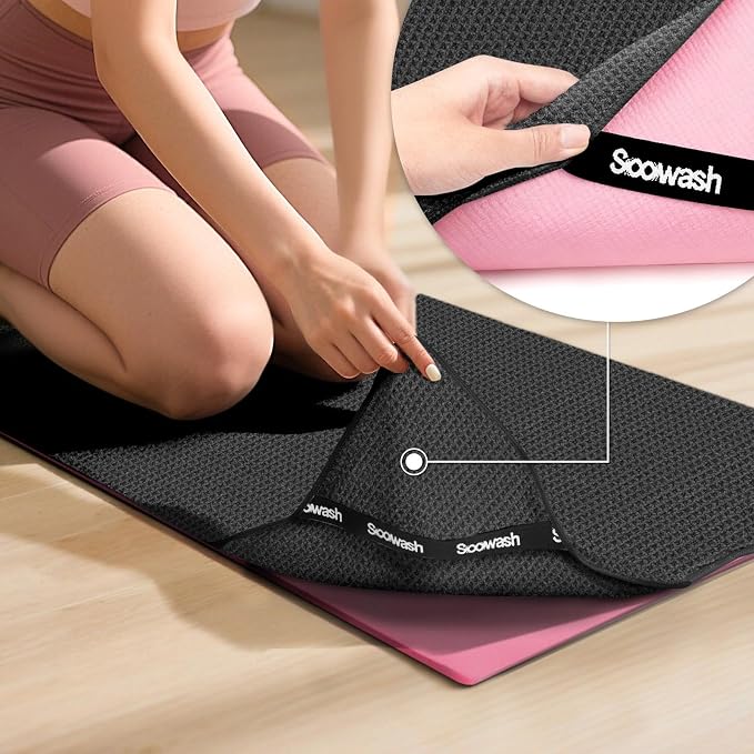 Hot Yoga Towel,Microfiber Yoga Mat Towels Non Slip for Hot Yoga Absorbent Microfiber Sweat Anti-Slip,Bikram,Pilates,Exercise,Fitness 28 inch X 72 inch Black 2 Pack