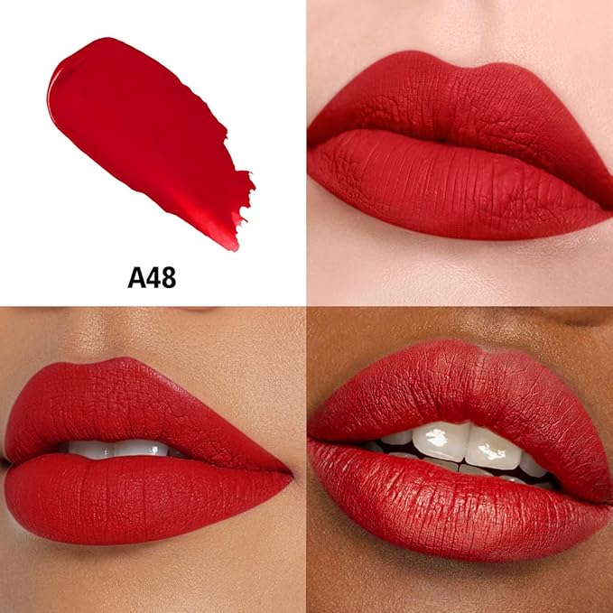 Nude Berry Dark Red Lipstick 3Pc Long Lasting Lipsticks for Women Pigmented Smudgeproof Transferproof Vegan Cruelty Free Lip Color, A61/66/48