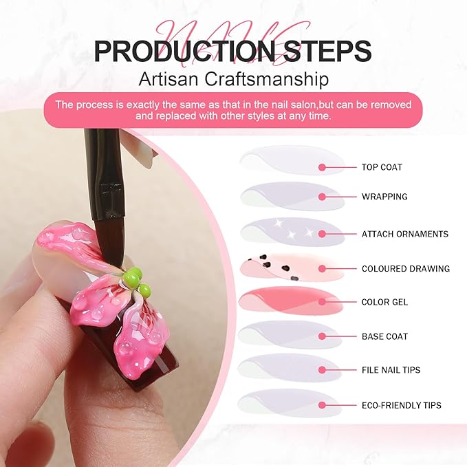 Handmade Press On Nails Almond, Valentine’s Day Press On Nails Luxury French Tips Fake Nails Short, 3D Cherry & Hickey Design, Salon-Quality Reusable, Fall/Winter Gift for Women, 10pcs