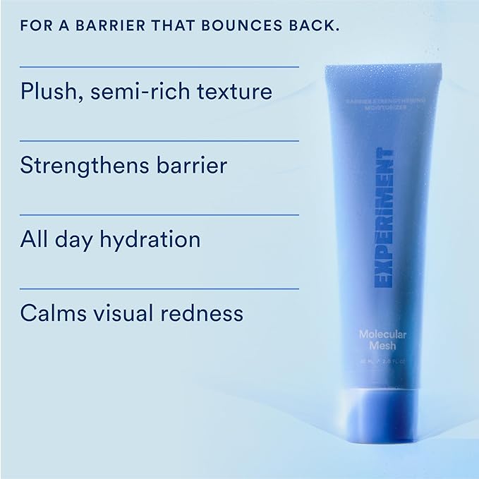 Experiment Molecular Mesh Barrier Repair Moisturizer – Soothing Lightweight Face Cream for Strength, Redness & Irritation - Ectoin, Phytosphingosine, Centella 2 FL OZ - Vegan for Sensitive Skin