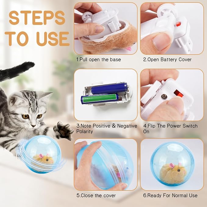 Interactive Cat Toys for Indoor, Animal Automatic Rolling Cat Ball