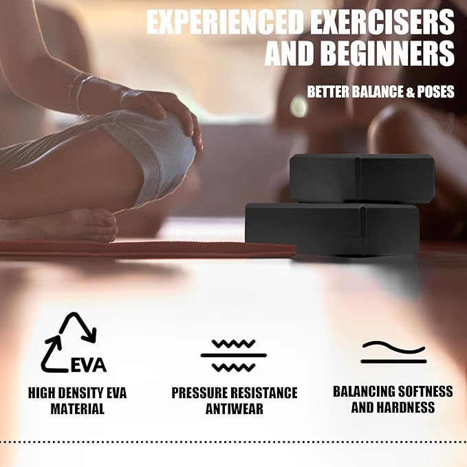 2 Pcs Yoga Blocks, 9"x6"x3" Foam Blocks Yoga Props for Pilates Stretching and Meditation Exercise Blocks Lightweight Yoga Essentials