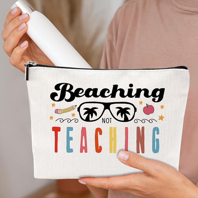 Teacher Appreciation Cosmetic Bag - Best New Teacher Gifts for Women, Principal, Coworkers - Christmas, Birthday, Beach Makeup Pouch