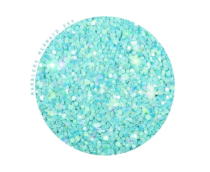MARBLERS Mermaid Shaped Face & Body Glitter [Light Blue] 0.18oz (5g) | Chunky | Chopped | Flake | Non-Toxic | Vegan | Cruelty-Free | Festival, Rave & Party Makeup | Eye, Hair, Nail Polish, Eyeshadow