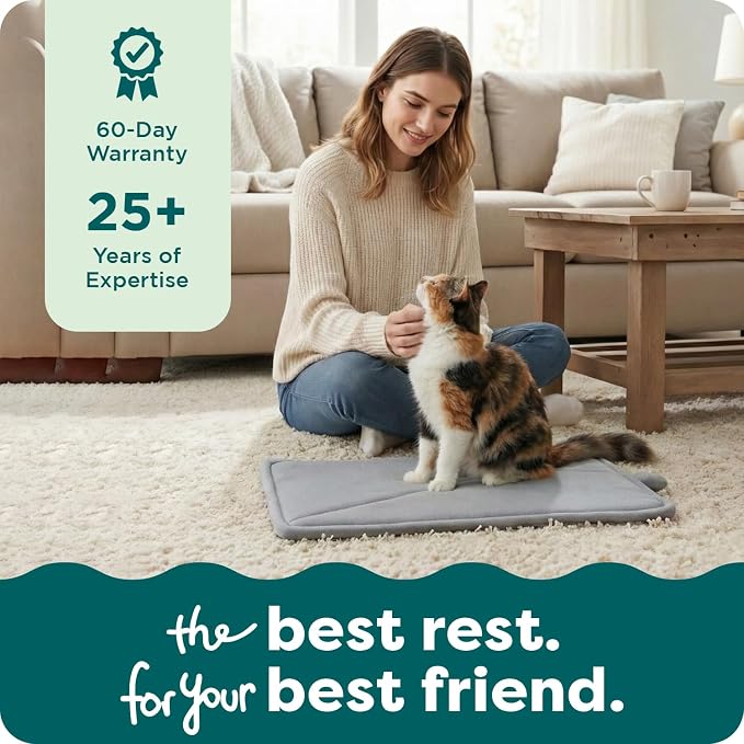 Furhaven ThermaNAP Self Warming Cat Mat, Dog Bed for Crates with Self-Warming Technology for Cozy Rest, Fully Machine Washable, Small, Plush Faux Fur, Gray Small - 22" L x 17" W (Pack of 8)