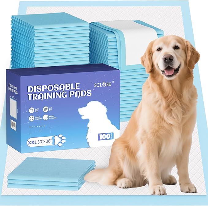 SCLOSE Puppy Pads XXL 100 Count 30"x36" Dog Pee Pads Extra Large Potty Pads | Wee Wee Pads Great Value 7-Layers Super Absorbent Leak-Proof Disposable Training Pads for Puppies Doggie Pads Housebreaking