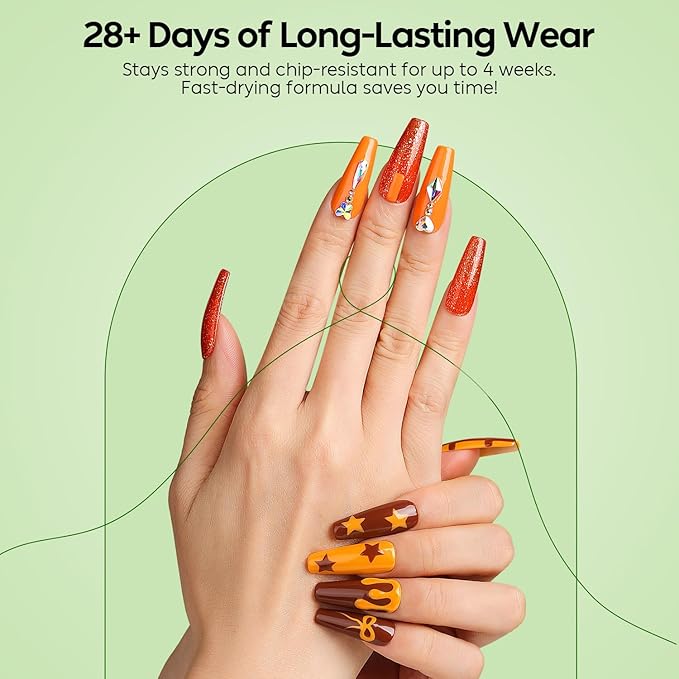 Luxbon 6 pcs Gel Nail Polish Set - Fall Color Set Long Lasting Autumn Gel Polish, uv led Soak Off Nail Art Designs Manicure Kit 027