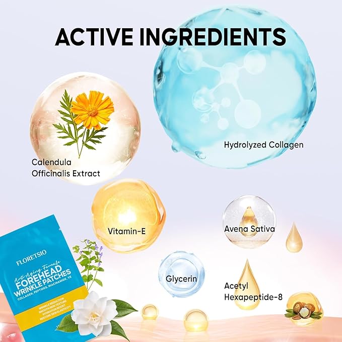 Forehead Wrinkle Patches Overnight 12 Pcs with Collagen: Forehead Fine Lines and Deep Wrinkles Treatment Remover, Anti Forehead and Between the Eyes Facial Wrinkle Patches, Hypoallergenic Patches