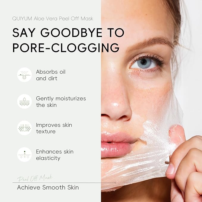 Aloe Vera Peel Off Face Mask, Cleansing Moisturizing Jelly Mask for Facials, Smooth Pores Cleasning Oil-control Enhance Skin Elasticity for Daily Skin Care, Valentine's Day Gift, 1.76oz