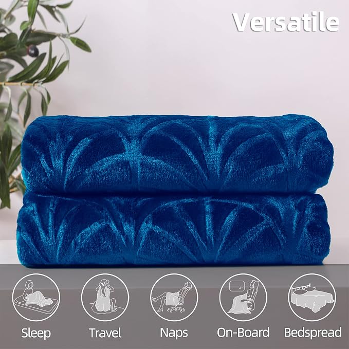 Whale Flotilla Soft Flannel Fleece Twin Size Blanket for Bed, Royal Blue | Cozy Lightweight Breathable Coverlet, Plush Fluffy Bedspread, Vintage Pattern Decorative Blanket for Dorm, All Season 60"x80"