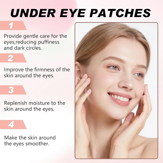 MicroGlow Eye Patches, Under Eye Patchs Hyaluronic Acid Overnight Eye Patches, Forehead & Smile Line Patches for Puffy Eyes and Dark Circles, Facial Anti Wrinkle Patches for Women (4 Pairs)
