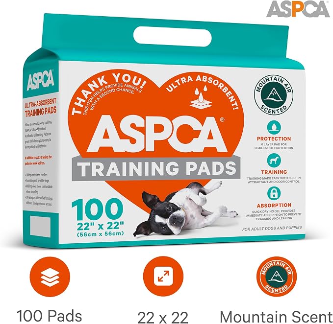 ASPCA Puppy Training Pads, 22" x 22", Mountain Air Scent, 100 Count