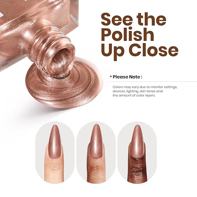Beetles Glitter Nail Polish - 15ml Fast Drying & Long Lasting Bronzer Gold Nail Lacquer Finish for Women
