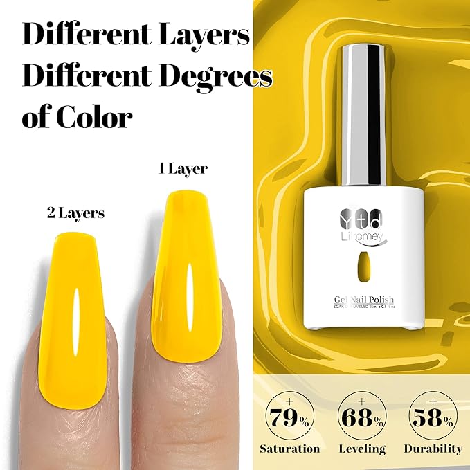 YTD Likomey Apricot Leaf Yellow Gel Nail Polish,15ml Salon Home DIY Manicure and Pedicure Fall Winter UV Color Varnish,HEMA Free TPO Free,CS465