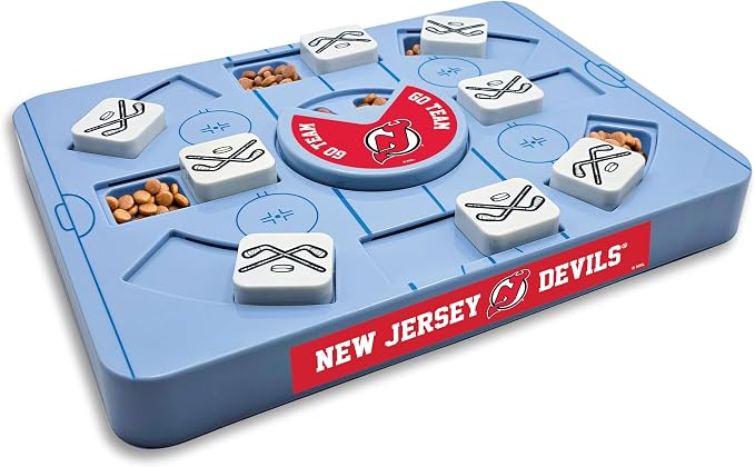 Pets First NHL NEW Jersey Devils Large Puzzle Toy, New Size, Interactive Dog Treat & Slow Feeding Toy