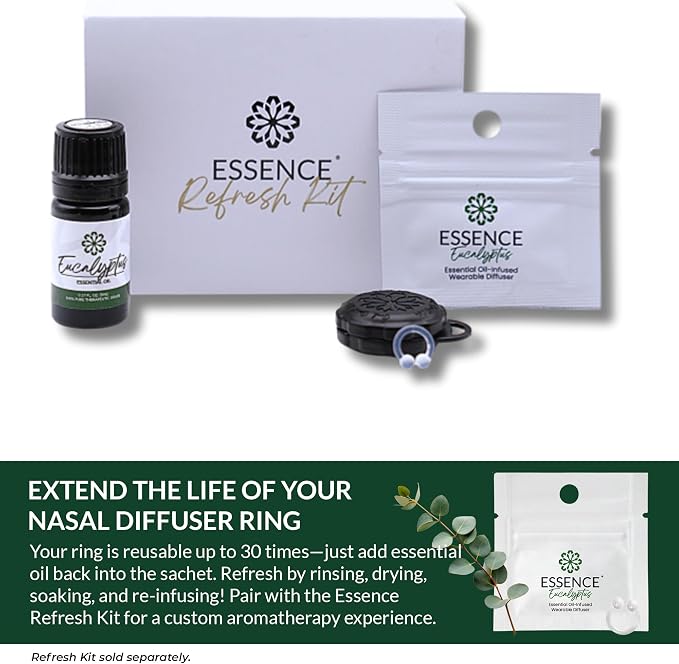 HONÉ Essence Wearable Aromatherapy Nasal Diffuser – Eucalyptus Essential Oil Nose Ring Silicone Inhaler for Stress & Mood Support - Made in USA & Travel-Friendly