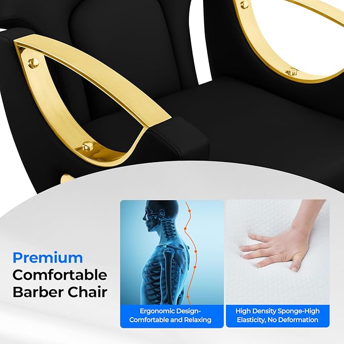 Reclining Barber Chair Styling Hair Chair for Home Barbershop Height Adjustable 360 Swivel Salon Chair for Hair Stylist