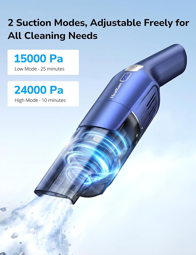 Handheld Vacuum Cordless, 24KPA Powerful, Rechargeable, Charging Dock, Ergonomic Handle, 2-in-1 Crevice Tool, 1.8lb Portable Vacuum Cleaner with 2-Speed for Car, Portable Car & Pet Hair Vacuum