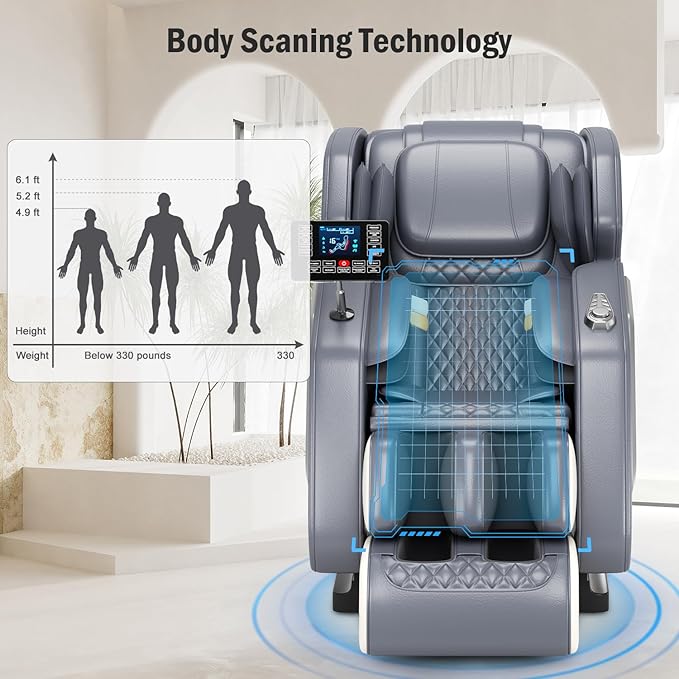 Zero Gravity Shiatsu Massage Chair Full Body Deep Tissue Massage with Lumbar/Calf Heat, Foot Rollers & Recline - Relieve Back Pain for Home Office Workers/Athletes