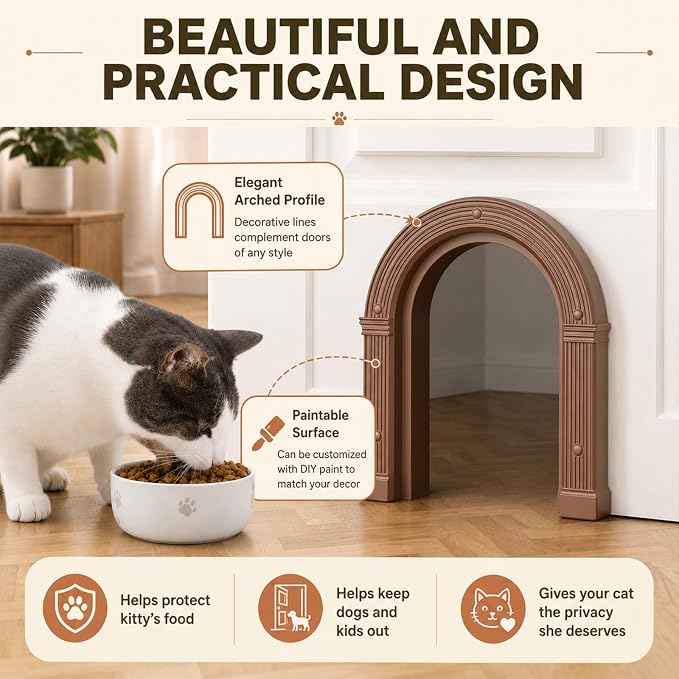 Cat Door for Interior Doors Large Cat Door for Cats Up to 25 lbs No-Flap