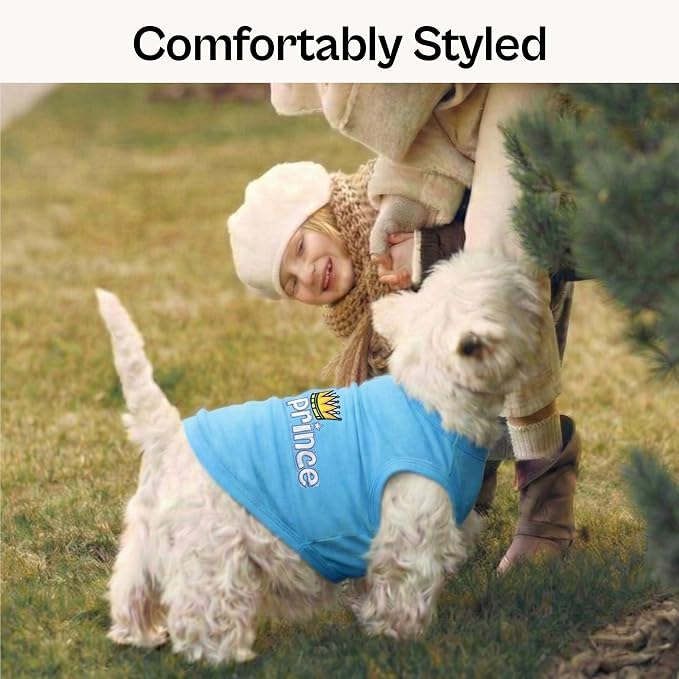 Parisian Pet Dog Shirt – 100% Cotton Shirts for Small Dogs – Blue Sleeveless Puppy Clothes – Lightweight and Breathable Dog Apparel – Boy Dogs Clothes - Stretchy Pet T Shirts