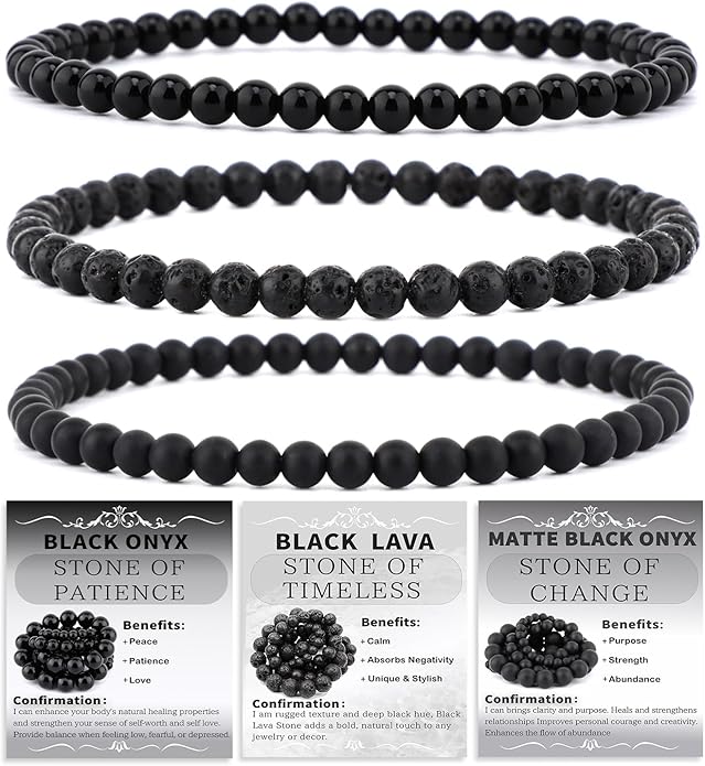 NCB 2.3-Piece 4mm Natural Crystal Gemstone Stretch Bracelets – Handmade Reiki Energy Healing Jewelry for Meditation,Yoga, Unisex
