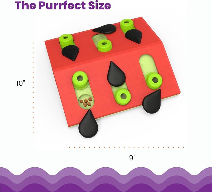 Catstages Nina Ottosson Melon Madness Puzzle & Play Cat Toy, 10.6" | Level 2 Intermediate, 12 Hidden Treat Cups, Problem Solving, Interactive Enrichment, Slow Feeder, Indoor Cats & Kittens