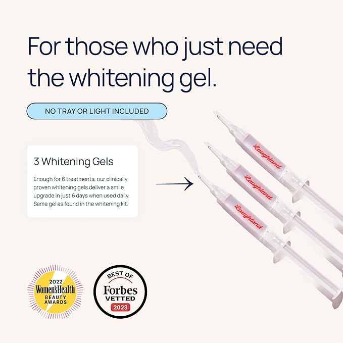 Laughland Super Strength Teeth Whitening Gel 3 Pack, Tooth Whitener, 11% Hydrogen Peroxide, Glycerin, Aloe Vera & Mint, at Home Dental Care, Travel Friendly, 6 Treatments