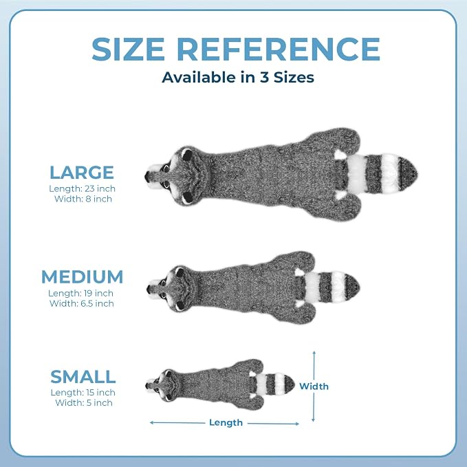 Best Pet Supplies 2-in-1 Stuffless Squeaky Dog Toy - Raccoon, Medium | No-Stuffing, 2 built-in squeakers, No Mess, Soft, Holds a Plastic Bottle for Added play, Perfect for Moderate chewers
