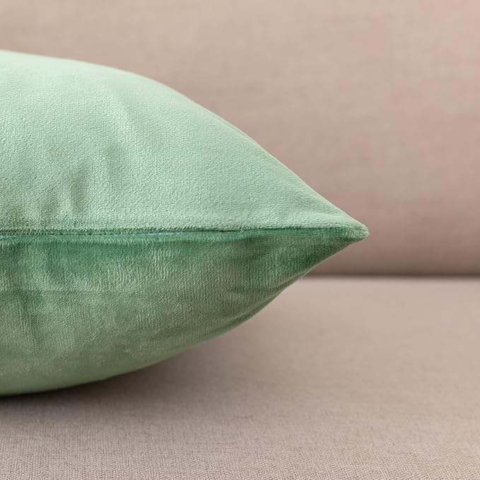 NiNi ALL SageGreen Velvet Throw Pillow Covers 24x24 Pack of 2 Decorative | Couch Soft Solid Boho Cushion Squar Pillow Cases for Chair Sofa Bedroom Farmhouse Living room Modern Luxury Home Christmas