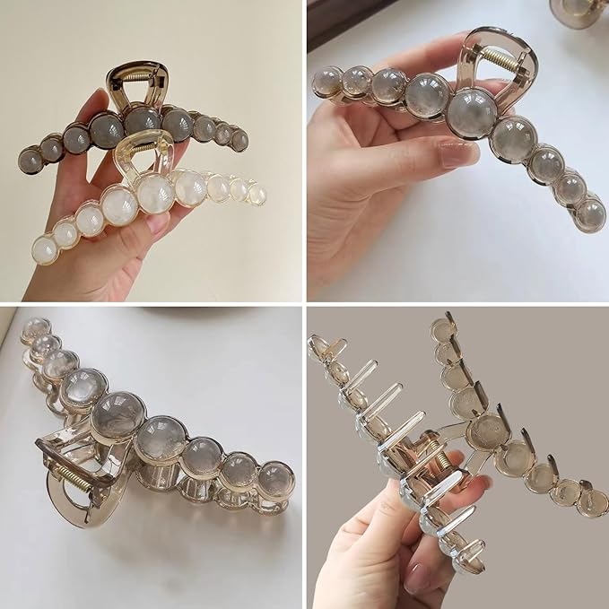 Plastic Hair Claw Clips, 5.5 Inch Extra Large Vintage Hair Jaw Clips, Non-Slip Strong Hold Elegant Hair Ornaments Barrettes for Women Lady Girls (2 Pack)