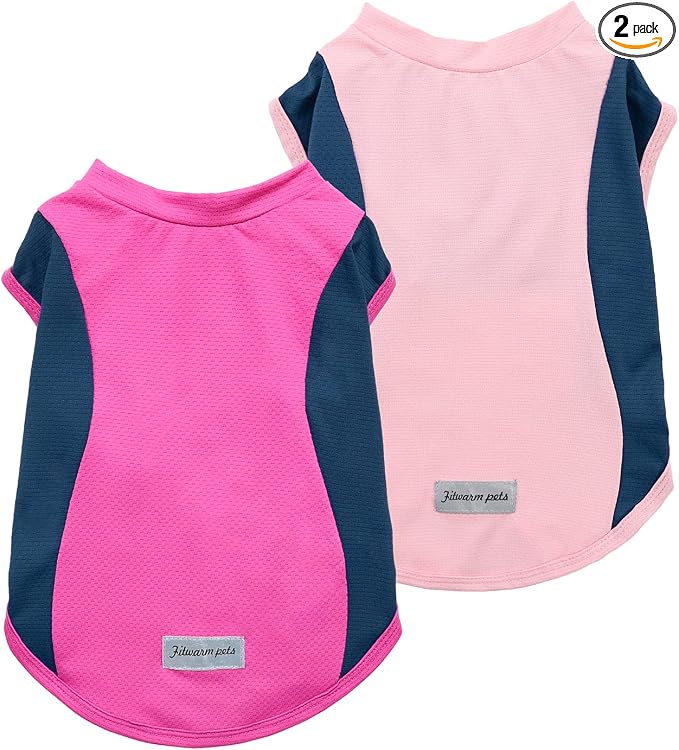 Fitwarm 2 Pack UPF 50+ UV Sun Protection Dog Shirt, Lightweight Breathable Cooling Vest, Quick Dry Dog Summer Clothes for Small Dogs Boy Girl, Reflective Label Pet Cat Outfit, Pink, Small