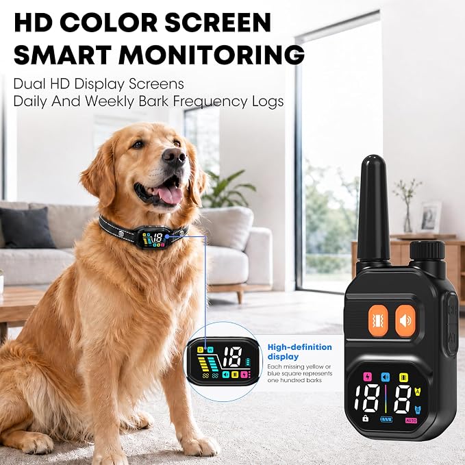 Dog Bark Collar with Remote: 2-in-1 Bark & Shock Collar, 2 Dogs